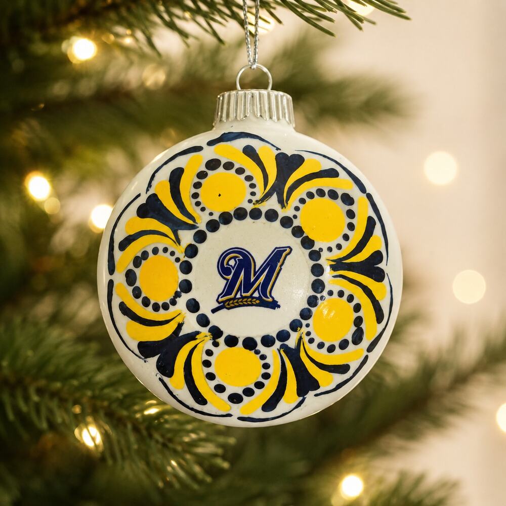 Milwaukee Brewers 3 Inch Shatterproof Mandala Christmas Ornament